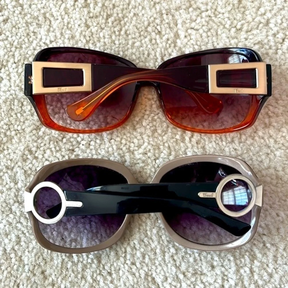 Lot of Six Pairs of Fossil Sunglasses Vintage Y2K Embellished Tortoise Polarized